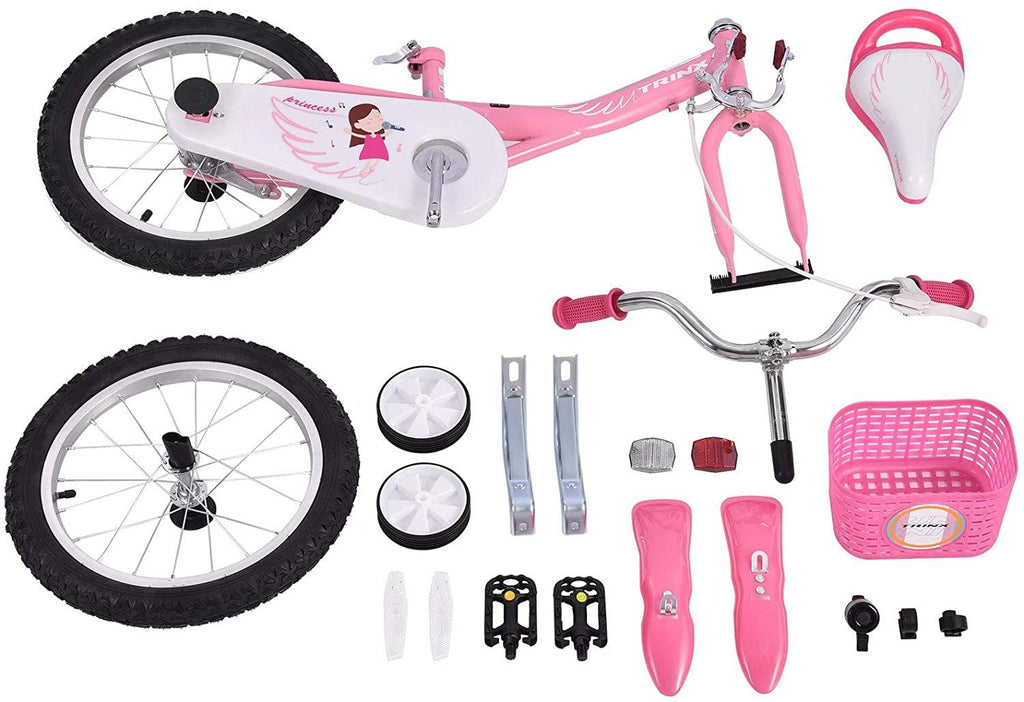 Kids Bike, High Carbon Steel Frame Boys Girls Bicycle with Training Wheels, Durable Children Bike with Kettle, Suitable for Girls and Boys 4-7 Years Old