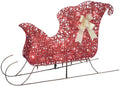At Home Christmas Decoration Yard Display Lighted Red Sleigh, 42" Seasonal