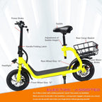 Beston Sports Light Weight Folding Electric Bike for Adult Electric Scooter with Seat for Adult EBike Mini Bicycles Electric Moped for Adult Commuter