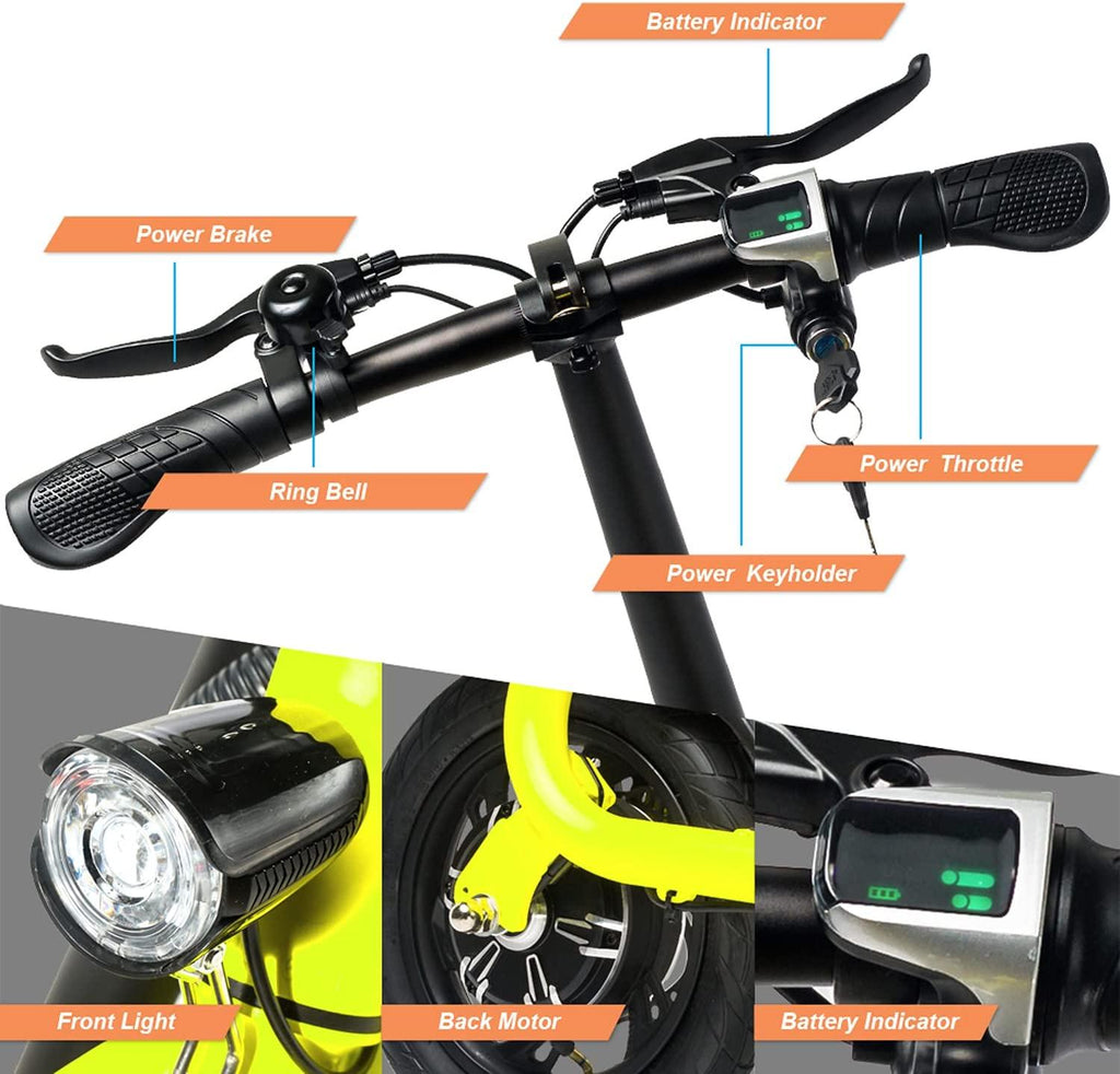 Beston Sports Light Weight Folding Electric Bike for Adult Electric Scooter with Seat for Adult EBike Mini Bicycles Electric Moped for Adult Commuter