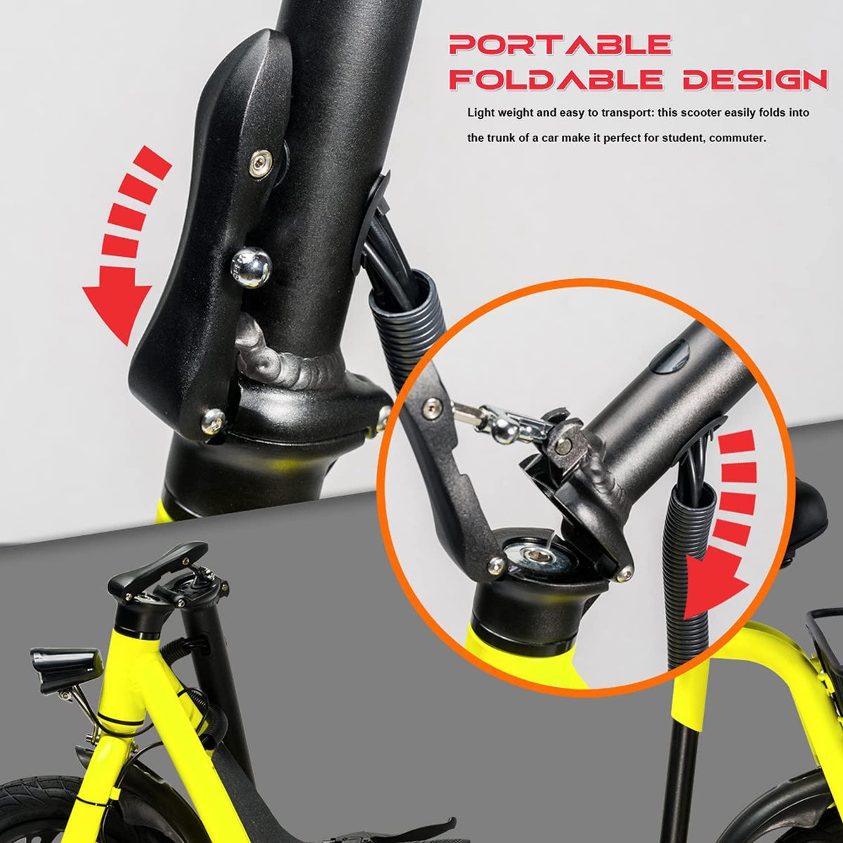 Beston Sports Light Weight Folding Electric Bike for Adult Electric Scooter with Seat for Adult EBike Mini Bicycles Electric Moped for Adult Commuter