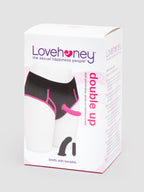 Lovehoney Double Up Vibrating Dual Penetration Strap-On Kit, Black