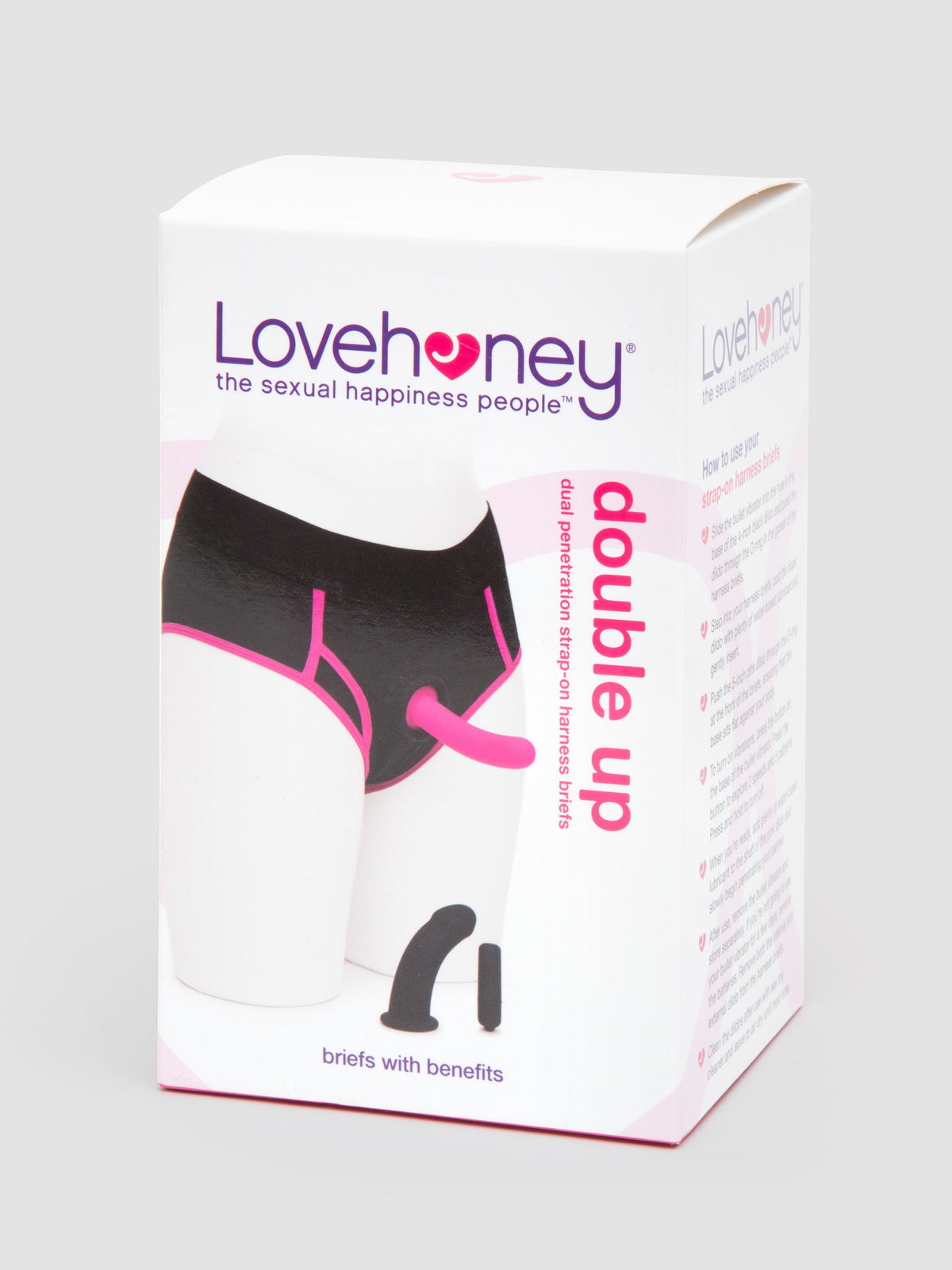 Lovehoney Double Up Vibrating Dual Penetration Strap-On Kit, Black