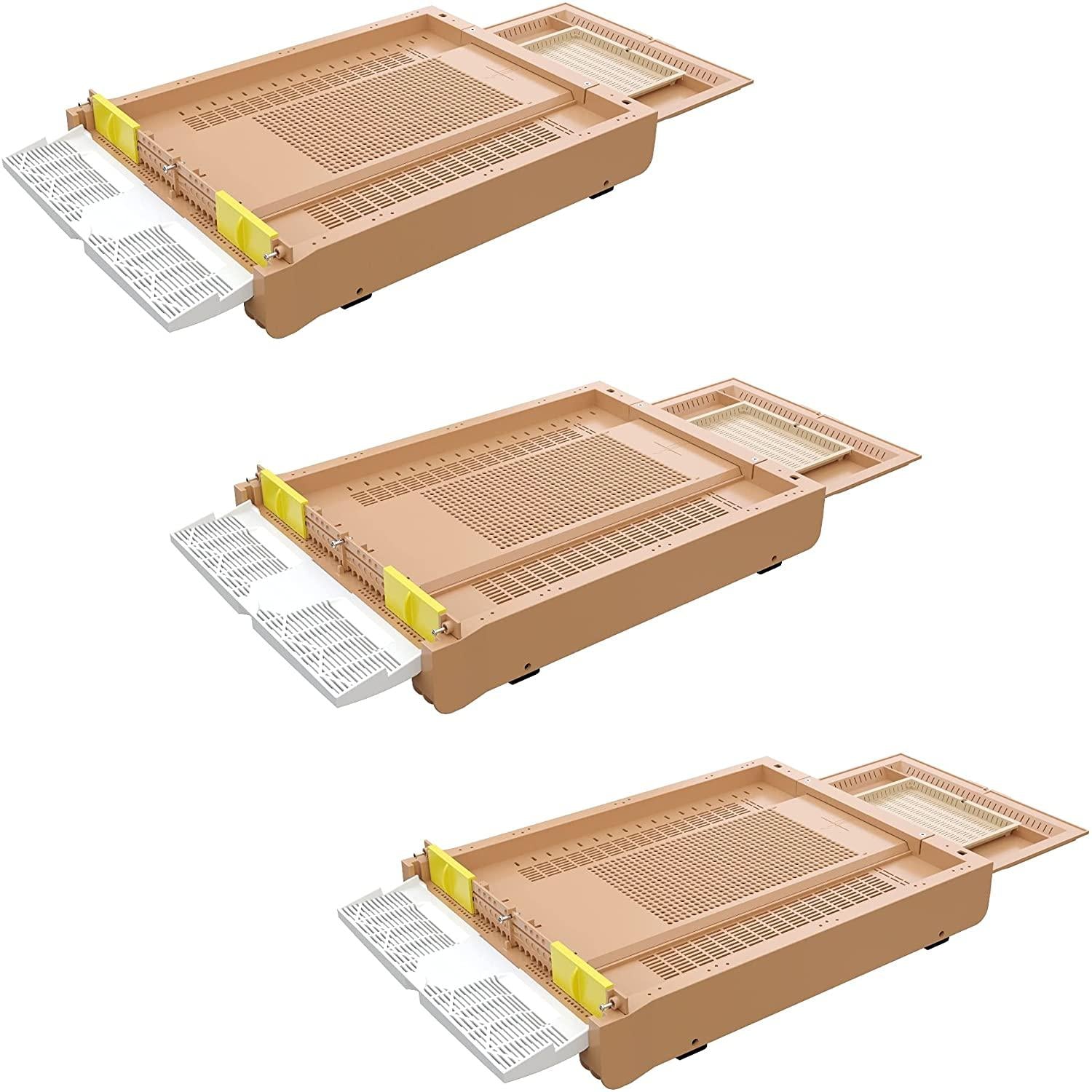 apimaye premium screened bottom board with built in pollen trap and pollen drawer, entrance reducers and ventilation system for moisture control multipack (3)
