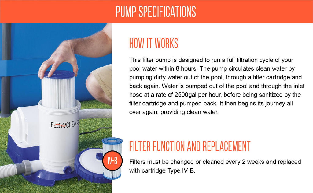 58392e 2500 gph above ground swimming pool cartridge water filter pump system us