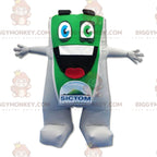 BIGGYMONKEYBig Mouth Green and White Snowman Mascot Costume