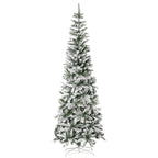 HOMCOM 7.5' Christmas Tree w/ Unlit Snow Flocked Branches for Holiday Indoor