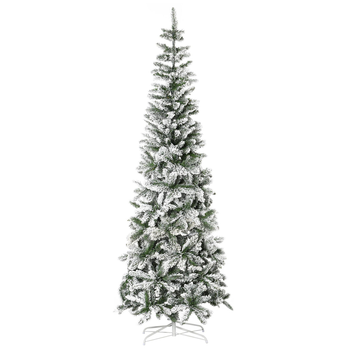 HOMCOM 7.5' Christmas Tree w/ Unlit Snow Flocked Branches for Holiday Indoor