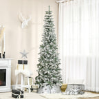 HOMCOM 7.5' Christmas Tree w/ Unlit Snow Flocked Branches for Holiday Indoor