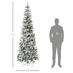 HOMCOM 7.5' Christmas Tree w/ Unlit Snow Flocked Branches for Holiday Indoor