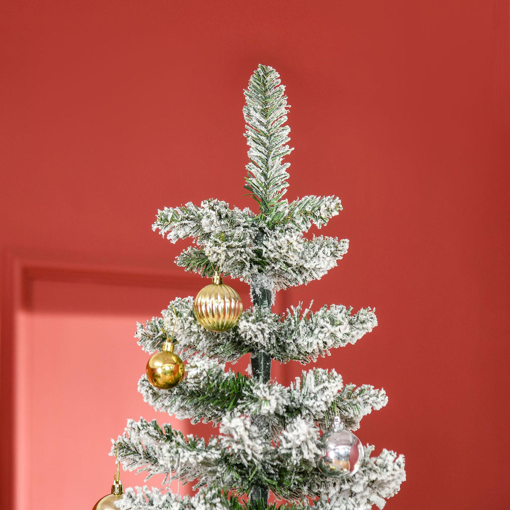HOMCOM 7.5' Christmas Tree w/ Unlit Snow Flocked Branches for Holiday Indoor