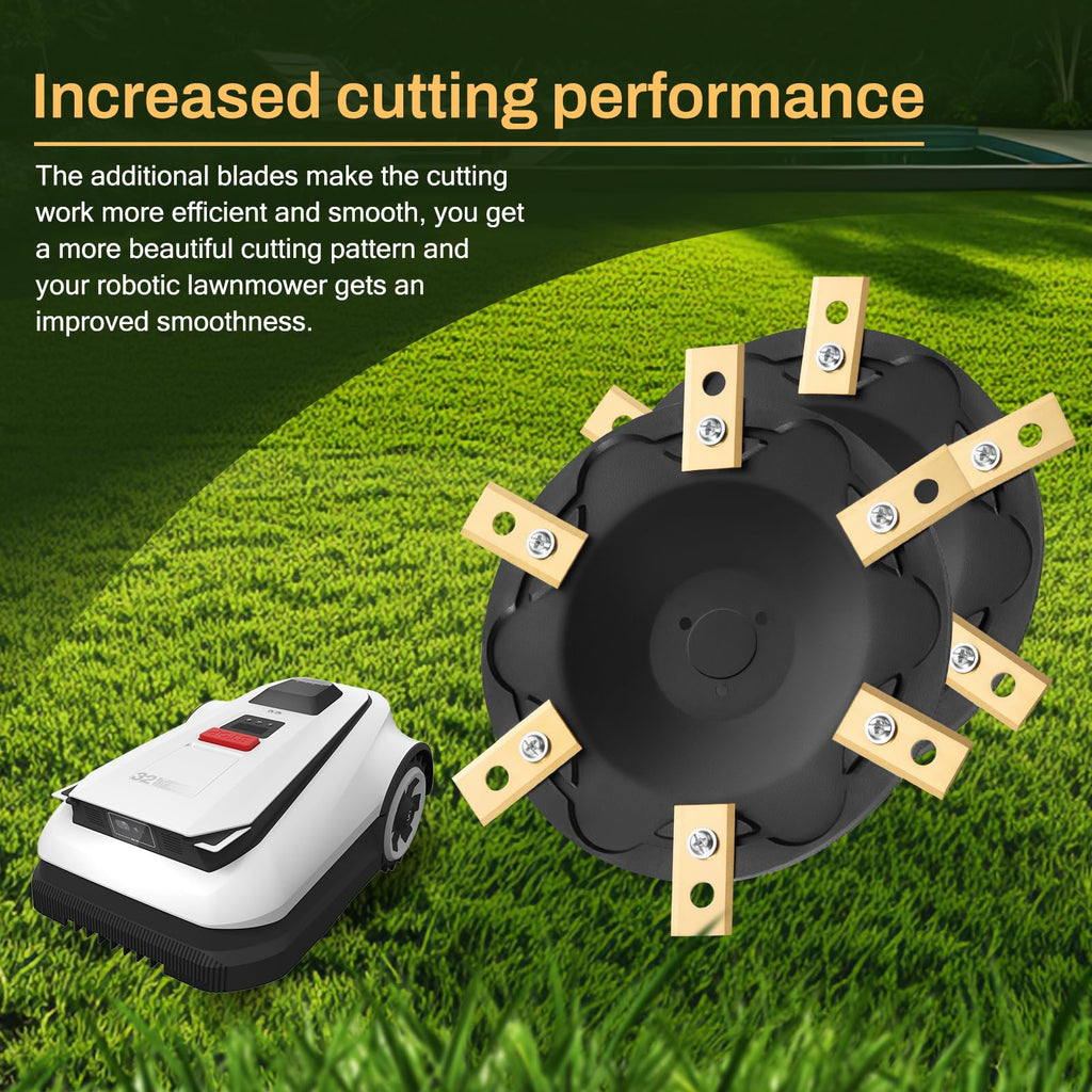 [Upgrade] 2 Blade Discs + 12 Pcs Blades Compatible with  A1600, A2000, A2500 and A3000, Lawn Mower Robot Blade Disc, Robotic Lawn Mower Turntable
