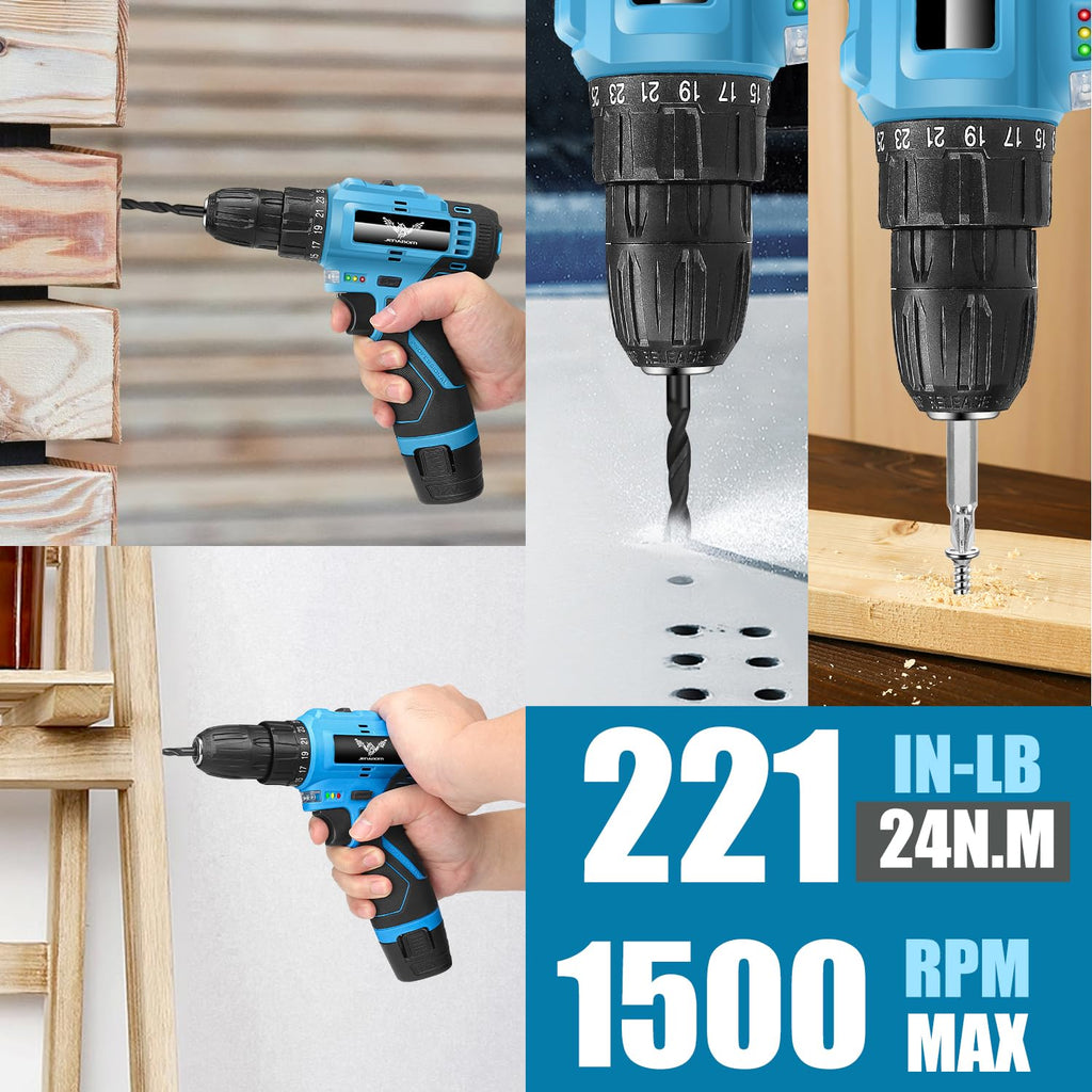 146-Piece Home Tool Set with 12V Blue Cordless Drill | With Portable Toolbox, Hand Tools for Home Repair, DIY Projects & Daily Use, Gift for Women & Men