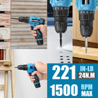 146-Piece Home Tool Set with 12V Blue Cordless Drill | With Portable Toolbox, Hand Tools for Home Repair, DIY Projects & Daily Use, Gift for Women & Men