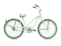 26" Beach Cruiser Micargi ROVER GX  Coaster Brake Single Speed  Steel Spokes One Piece Crank Pink Rims 36H With Fenders White Bike