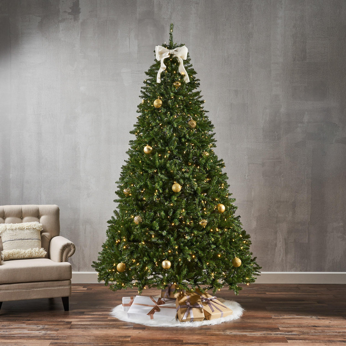 Noble House 9 Foot Artificial Fraser Fir LED Christmas Tree, Green/Clear LED