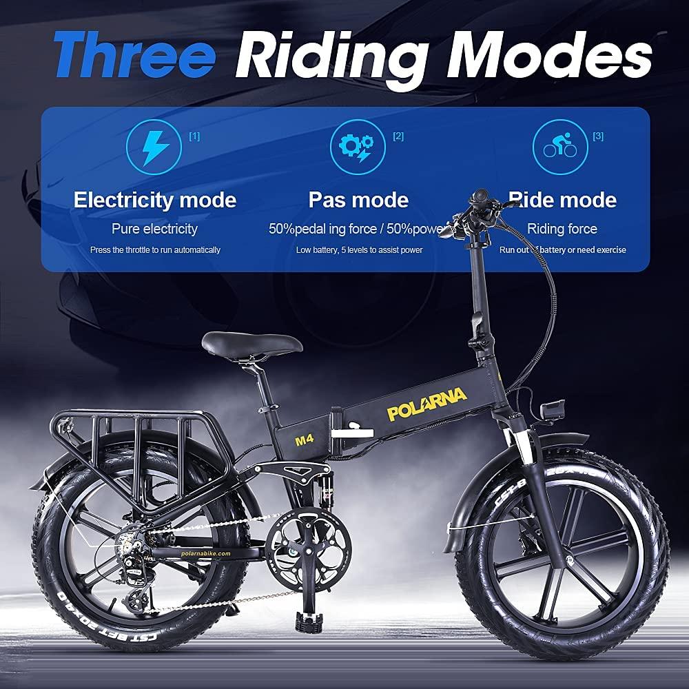 GDSEBIKE Electric Bike for Adults 20" ebike Full Suspension 750W Motor Fat Tire Electric Bike Mountain Beach Snow Bike 48V 12Ah Removable Battery 35MPH