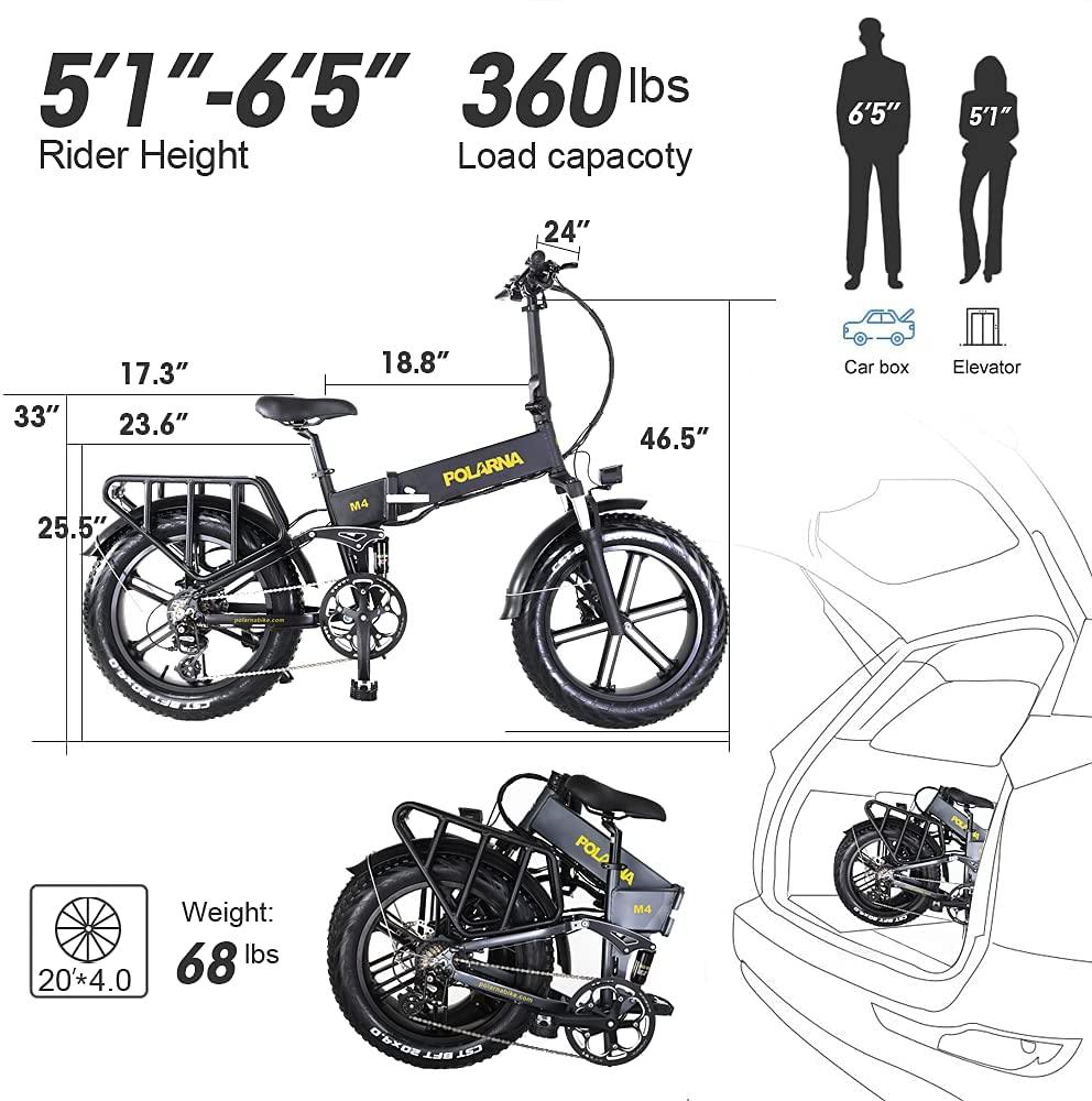 GDSEBIKE Electric Bike for Adults 20" ebike Full Suspension 750W Motor Fat Tire Electric Bike Mountain Beach Snow Bike 48V 12Ah Removable Battery 35MPH