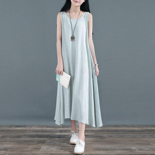 babakud linen loose summer sleeveless dress