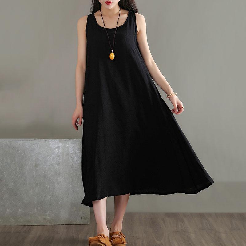 babakud linen loose summer sleeveless dress