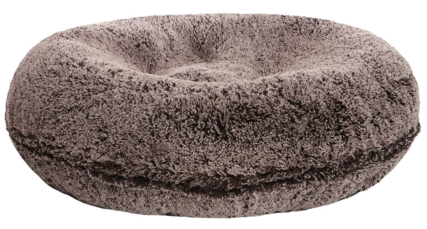 BESSIE AND BARNIE Signature Frosted Willow Luxury Shag Extra Plush  Fur Bagel Pet/Dog Bed