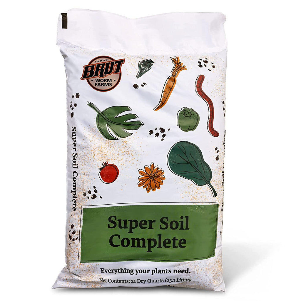 brut super soil indoors outdoors complete rich dark healthy natural organic 21 qt non toxic odor free all purpose soil (4 pack)