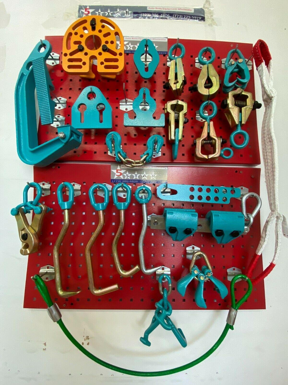 SET#72 - 25 PIECE HEAVY DUTY AUTO BODY FRAME MACHINE PULLING TOOLS AND CLAMPS