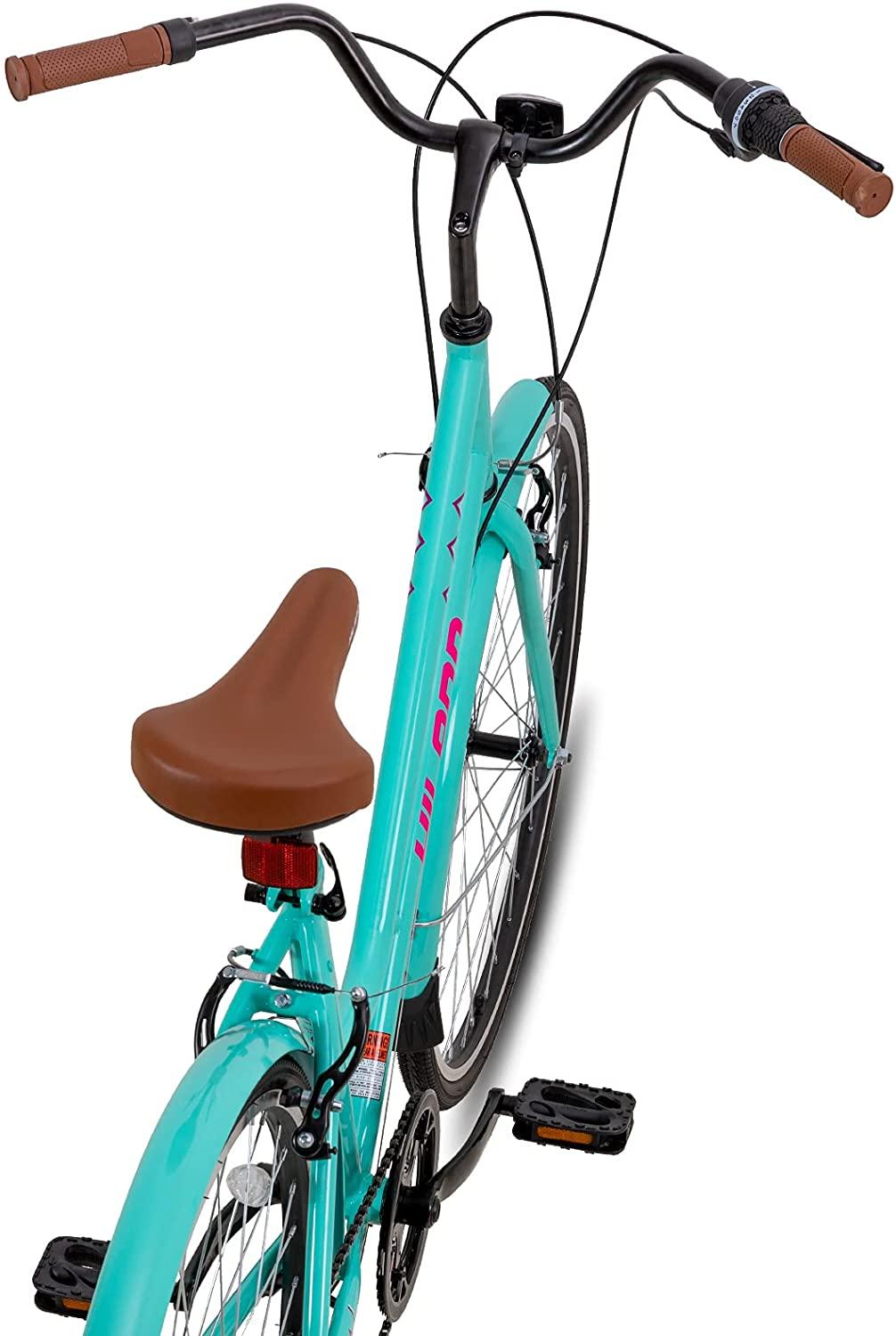 Hiland 700C Hybrid Bike for Men Women Step-Through or Step-Over Frame  7speeds Retro-Styled Cruiser Bicycle