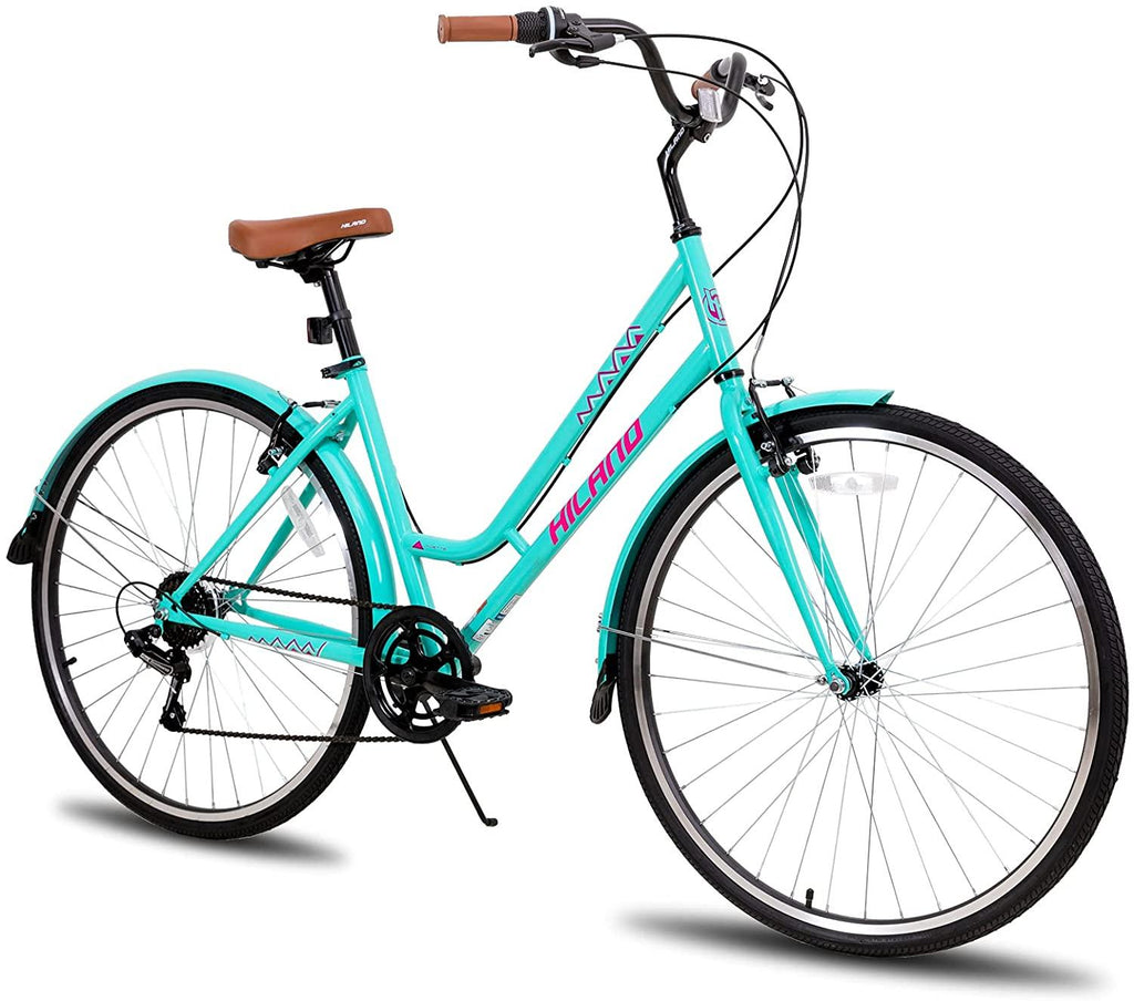 Hiland 700C Hybrid Bike for Men Women Step-Through or Step-Over Frame  7speeds Retro-Styled Cruiser Bicycle