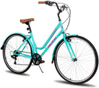Hiland 700C Hybrid Bike for Men Women Step-Through or Step-Over Frame  7speeds Retro-Styled Cruiser Bicycle