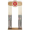 Fire Fighter 30 in. Wooden Billiard Cue Rack with Mirror