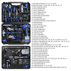 Tool Set with 8V Cordless Drill, 369-Piece Home Tool Kit with Drill Driver, Toolbox StoraCase with Drawer, General Household Tools for Home Repairs and DIY, Handyman (Blue)