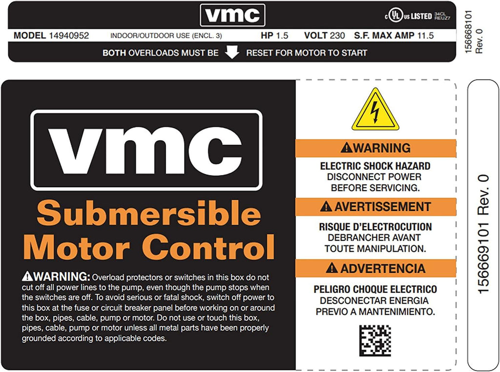 red lion 640222 rlcb15-230 1.5-hp 230-volt vmc control box for well pump, grey