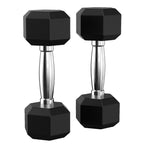 Oxodoi Hex Rubber Dumbbells Set, Fitness Heavy Barbell with Metal Handles, Choose Weight 20 lbs, Pair