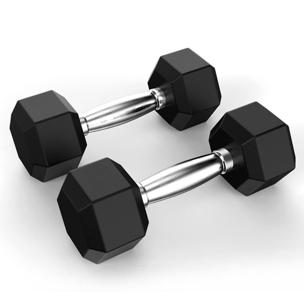 Oxodoi Hex Rubber Dumbbells Set, Fitness Heavy Barbell with Metal Handles, Choose Weight 20 lbs, Pair