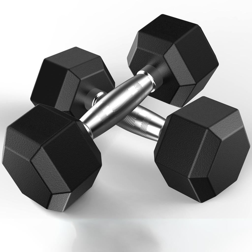 Oxodoi Hex Rubber Dumbbells Set, Fitness Heavy Barbell with Metal Handles, Choose Weight 20 lbs, Pair