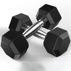 Oxodoi Hex Rubber Dumbbells Set, Fitness Heavy Barbell with Metal Handles, Choose Weight 20 lbs, Pair