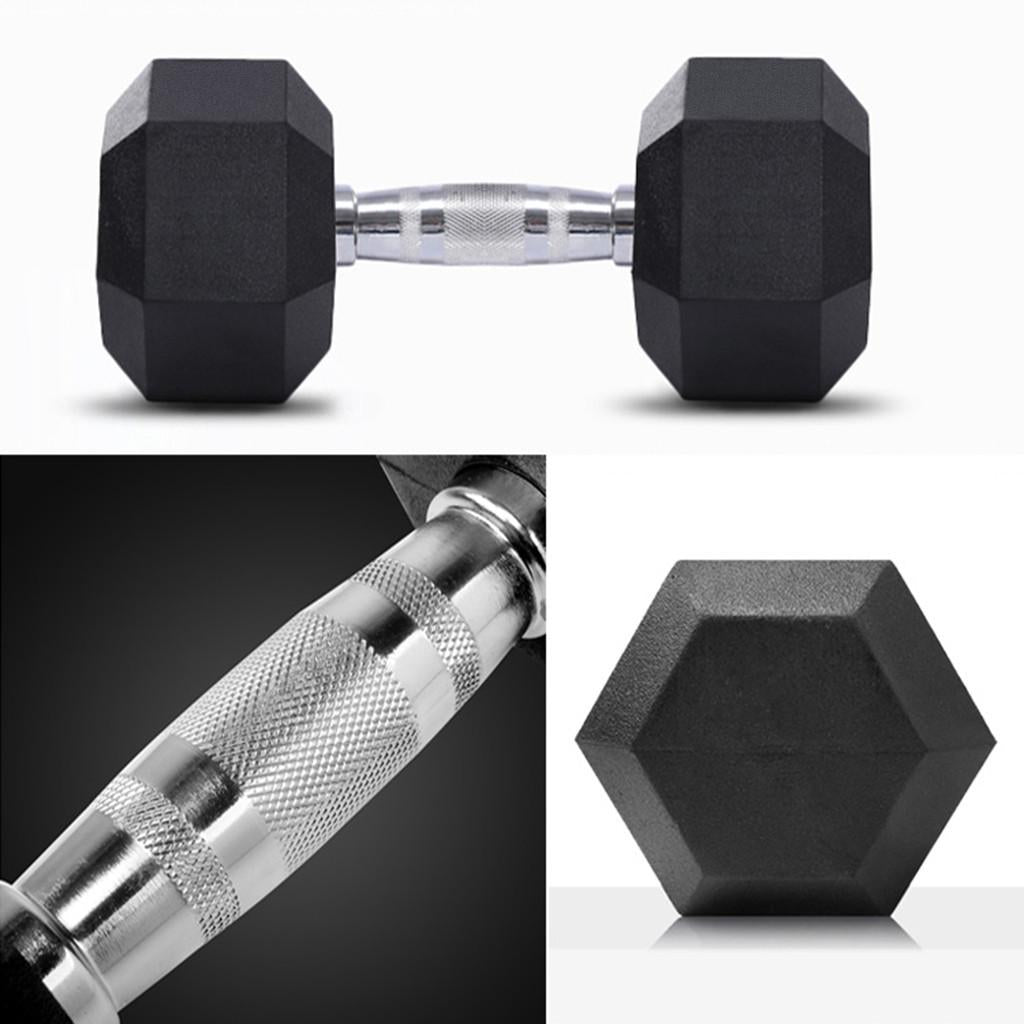 Oxodoi Hex Rubber Dumbbells Set, Fitness Heavy Barbell with Metal Handles, Choose Weight 20 lbs, Pair