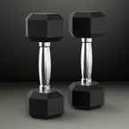 Oxodoi Hex Rubber Dumbbells Set, Fitness Heavy Barbell with Metal Handles, Choose Weight 20 lbs, Pair