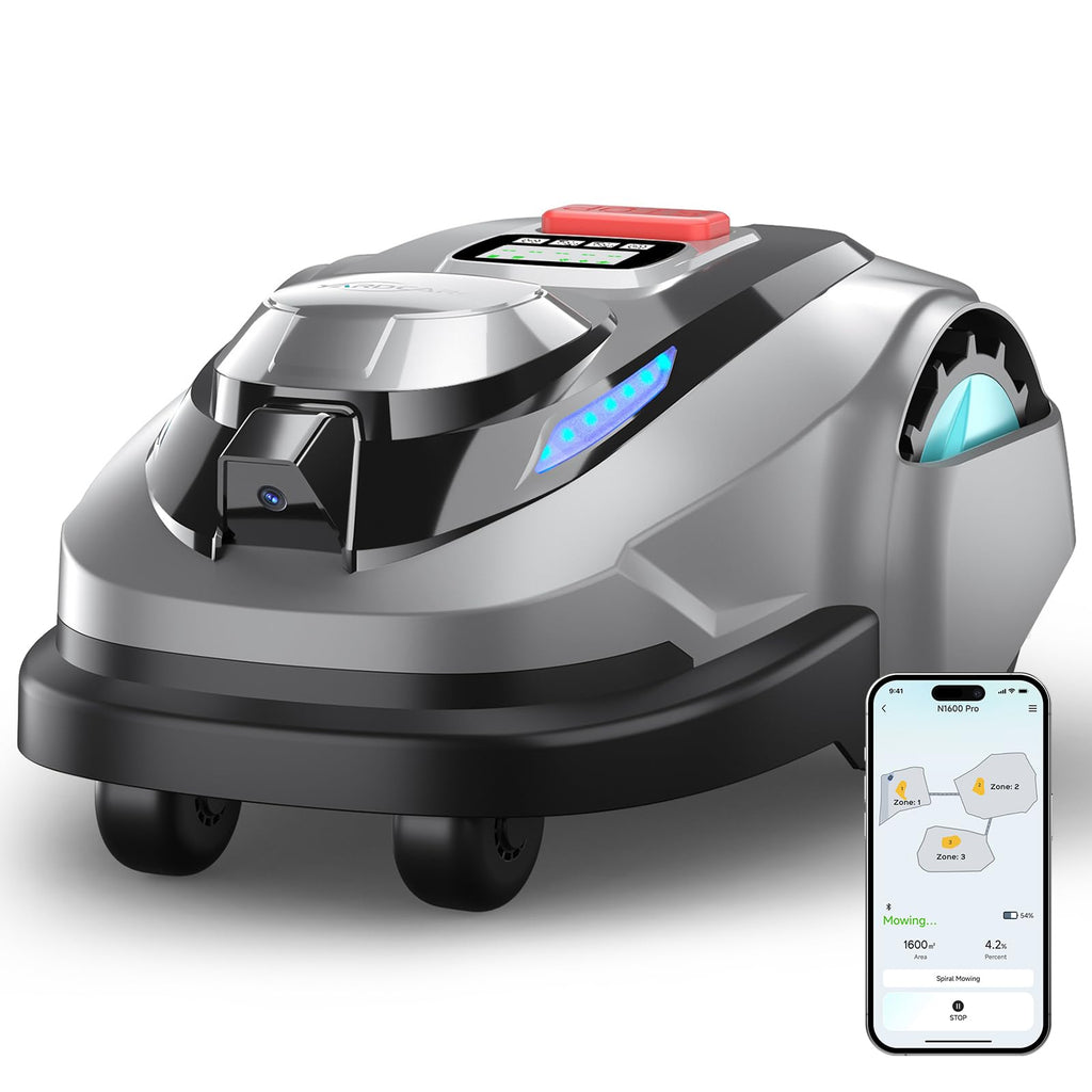 N1600 PRO Wireless Robotic Lawn Mower, RTK &amp; Vision Navigation, Up to 0.4 Acre Coverage, Smart App Control, Multi-Zone Mapping, Systematic Mowing Robot