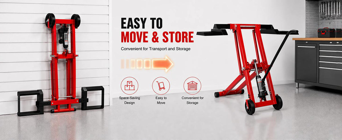 Lawn Mower Jack Lift 500-LB Carbon Steel Manual Crank Adjustable Width Tool | 3-Level Height Adjustment ,4-Level Tire Width Adjustment, Easy Operation Multiple Equipment ,Durable Construction