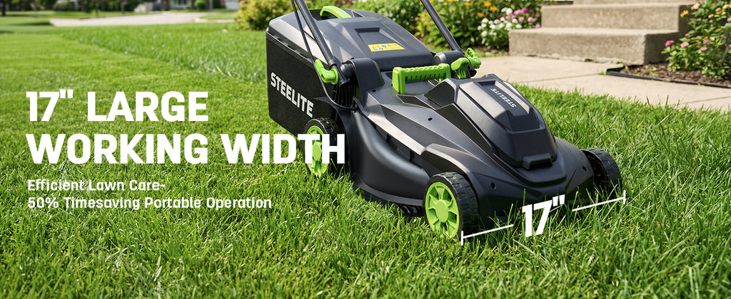 40V 17 Inch Electric Lawn Mower Cordless, Brushless Motor, 6-Position Height Adjustment, 2-in-1 Bagging &amp; Mulching, Includes 2 x 4.0Ah Batteries and Battery Charger