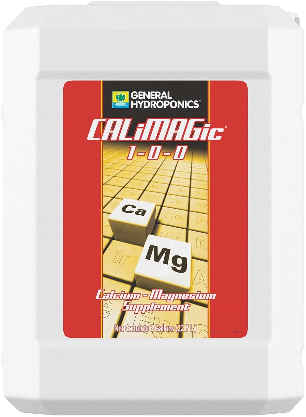 general hydroponics calimagic 1-0-0, concentrated blend of calcium &amp; magnesium, prevents secondary nutrient deficiencies, helps prevent blossom end rot &amp; tip burn, clean, soluble, &amp; will not clog, 6-gallon