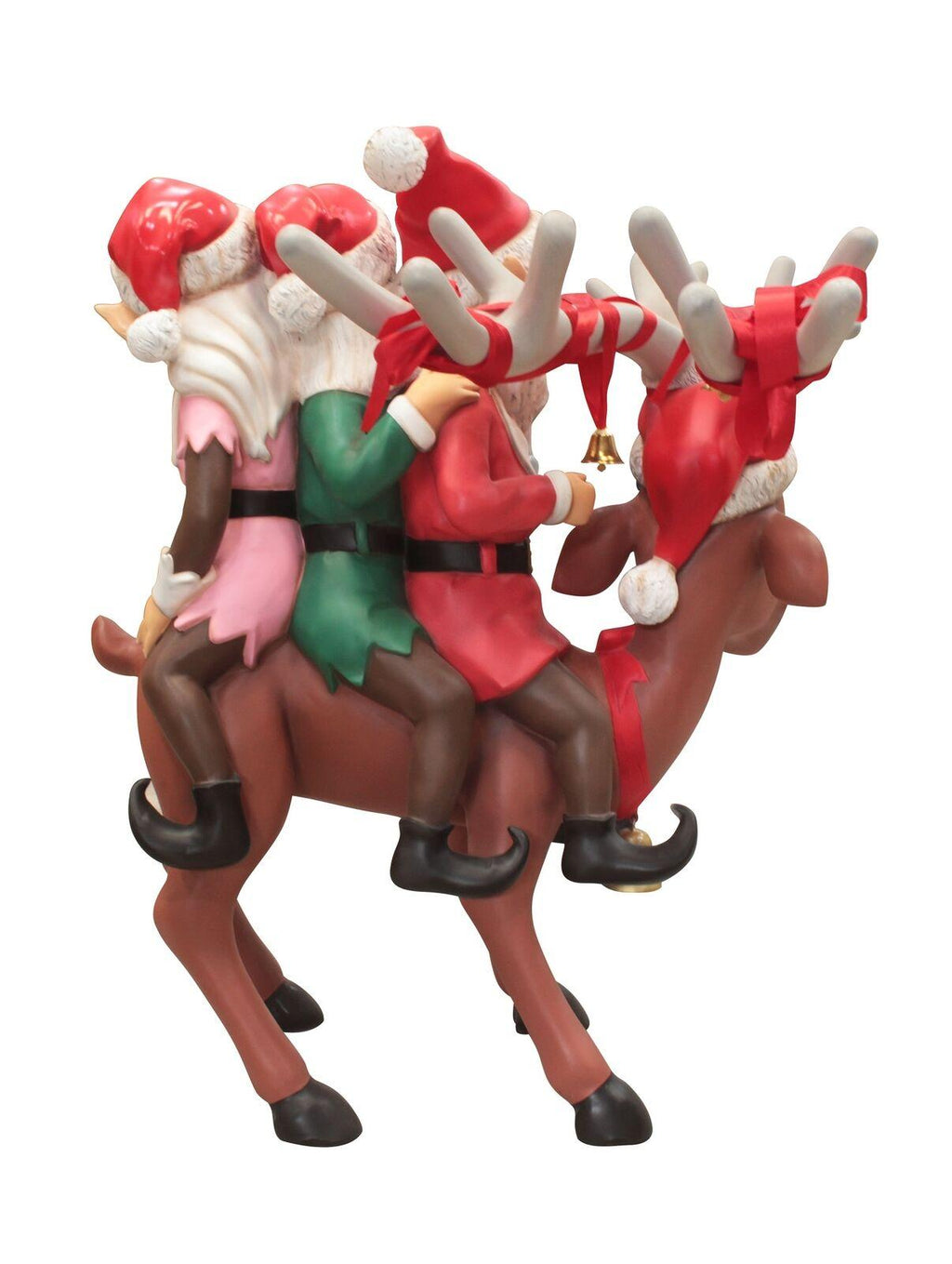 Funny Reindeer with Elves - Funny Reindeer with 3 Elves Christmas Decor