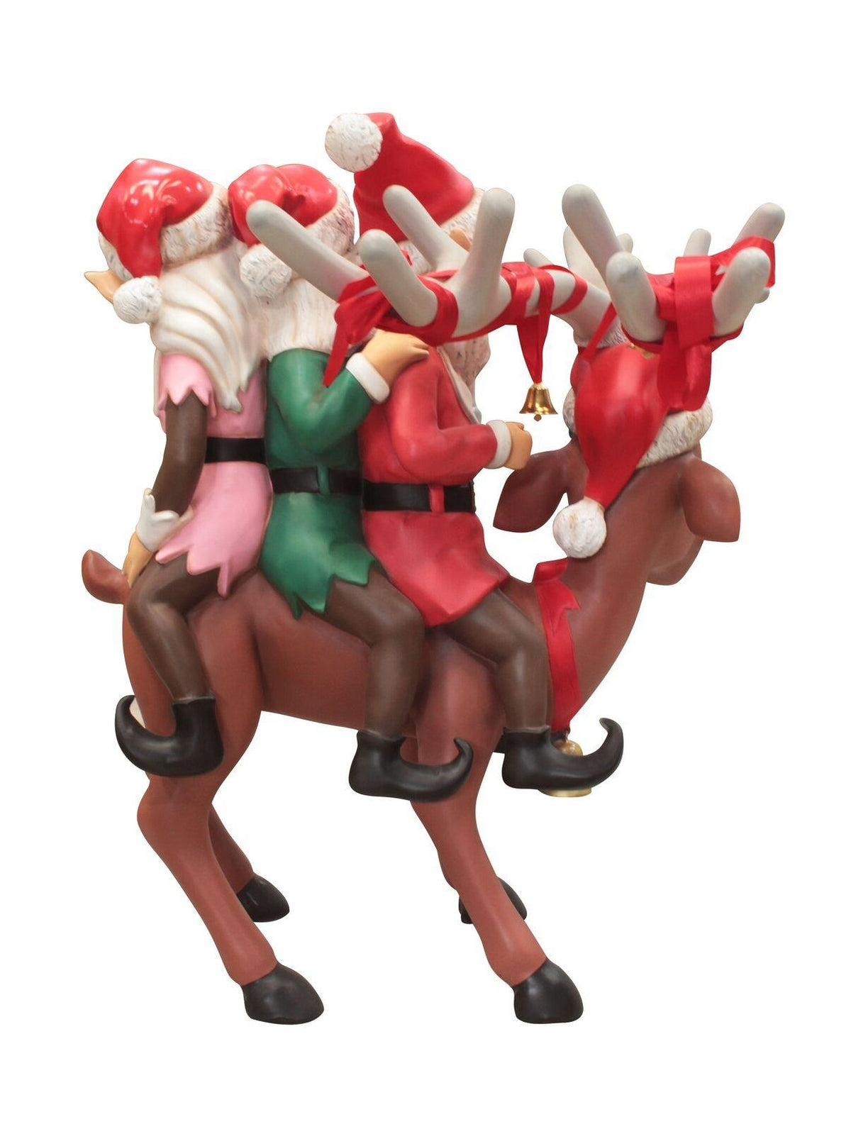 Funny Reindeer with Elves - Funny Reindeer with 3 Elves Christmas Decor