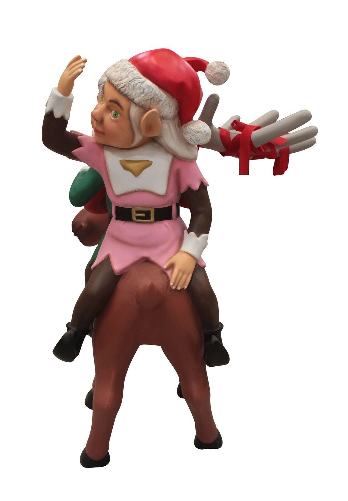 Funny Reindeer with Elves - Funny Reindeer with 3 Elves Christmas Decor