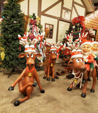 Funny Reindeer with Elves - Funny Reindeer with 3 Elves Christmas Decor