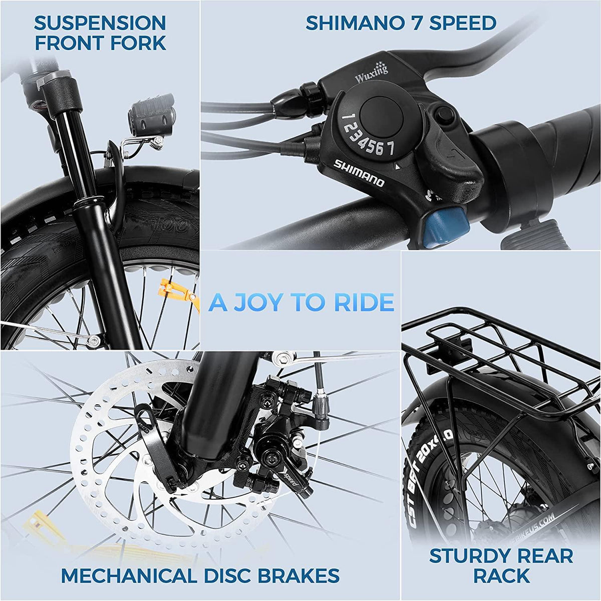 XWC05 750W Electric Bikes for Adults Up to 65 Miles EBike 4.0" Fat Tire Electric Bike 25 Mph