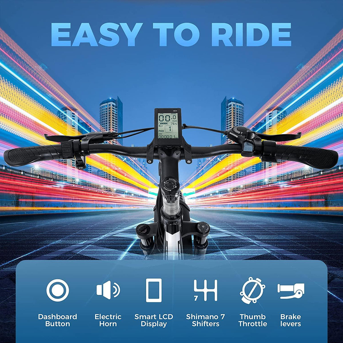 XWC05 750W Electric Bikes for Adults Up to 65 Miles EBike 4.0" Fat Tire Electric Bike 25 Mph