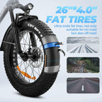 XWC05 750W Electric Bikes for Adults Up to 65 Miles EBike 4.0" Fat Tire Electric Bike 25 Mph